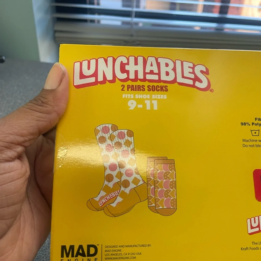 Lunchables Mad Engine ham cheddar crew socks 2 pair NIB